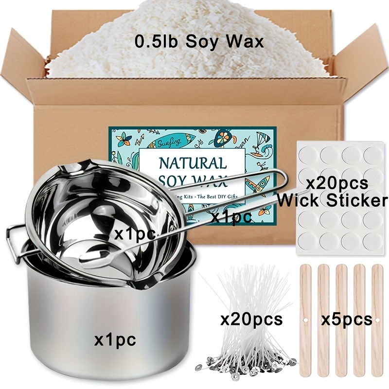 Image of Candle Making Kit, 49pcs Including A Candle Pouring Pot, Soy Wax, Candle Wick Stickers, Candle Wicks, Wick Holders, And A Spoon
