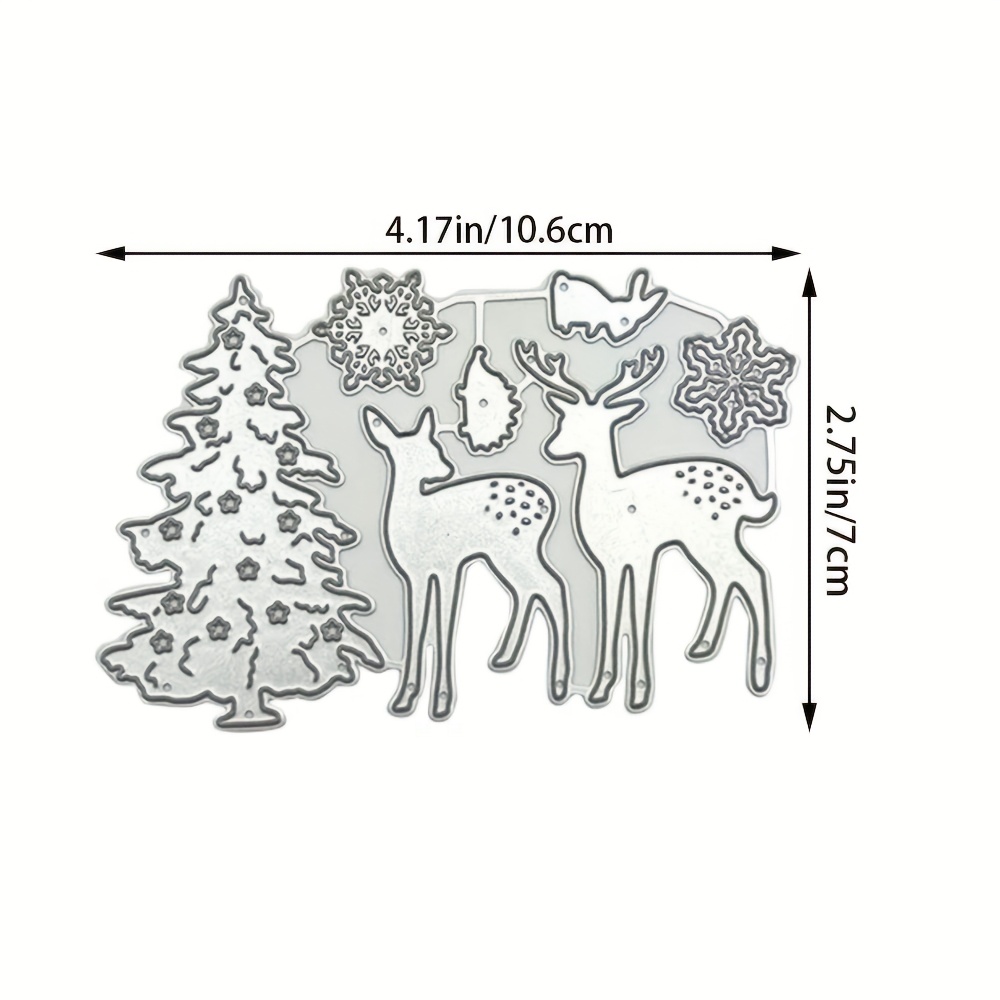 TEMU Christmas Reindeer Cutting Dies, Christmas Tree Snowflake Rabbit Metal Cutting Dies, Suitable For Card Making, Paper Crafts, Scrapbooking, And