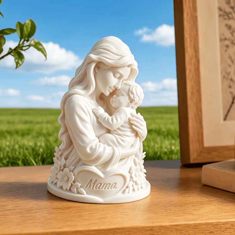 TEMU Mother And Child Embrace Statue Ornament, Tabletop Display, Living Room Home Decoration, Mother's Day Keepsake, Home Decor Craft, Warm Portrait
