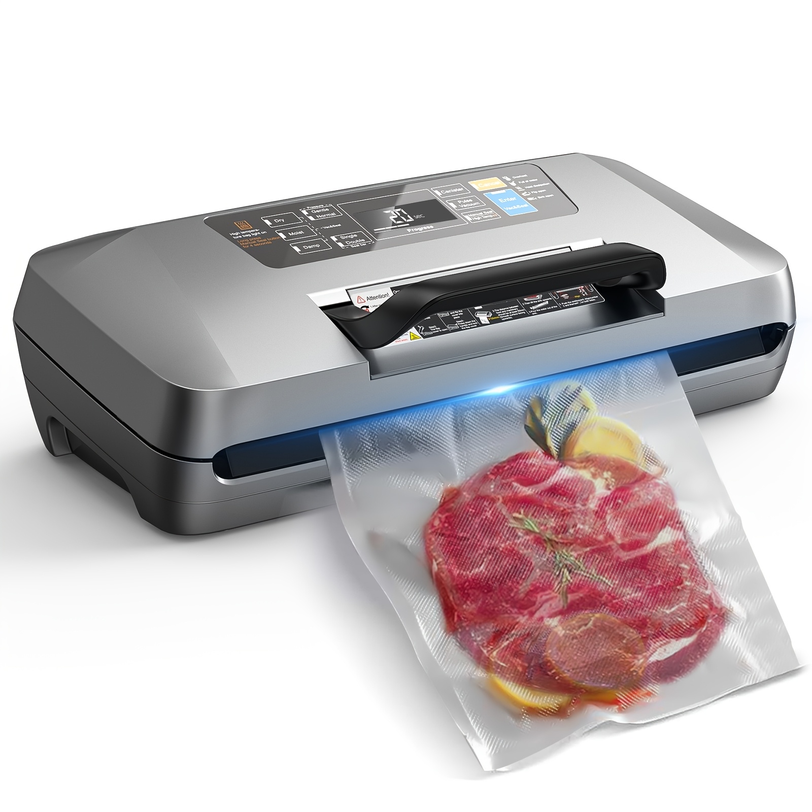 Image of Professional 95 Kpa Food Vacuum Sealer, 12-in-1 Vacuum Sealer With Bag Storage, Integrated Bag Cutter, 1 Roll Of Bags And 10 Pre-cut Bags