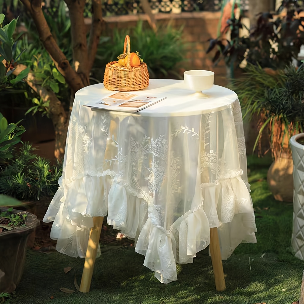 1pc french retro lace tablecloth round and rectangular dining table coffee table tablecloth light luxury   literary and artistic cover towel