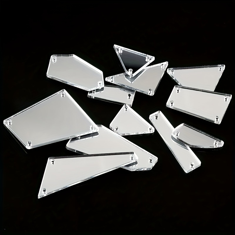 Image of 30pcs Qiao Sew-on Rhinestone Mirrors - Assorted Colors & Shapes, Acrylic Decorative Lenses For Garment Embellishments And Crafts