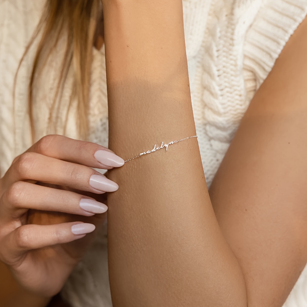 TEMU Custom Name Bracelet, Minimalist Style Handcrafted Name Charm Jewelry, Perfect Stackable Bangle