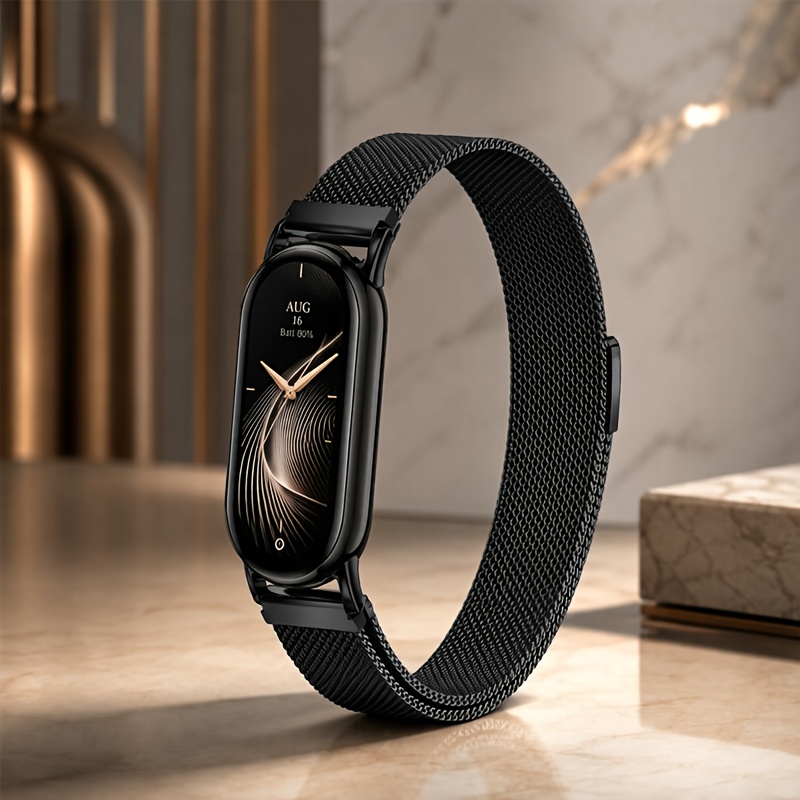 TEMU Milanese Steel Strap For Xiaomi Mi Band 9/8 Strap Women/men, Metal Stainless Steel Smart Bracelet Wristband For 8/9/10 Smartwatch Aceessories