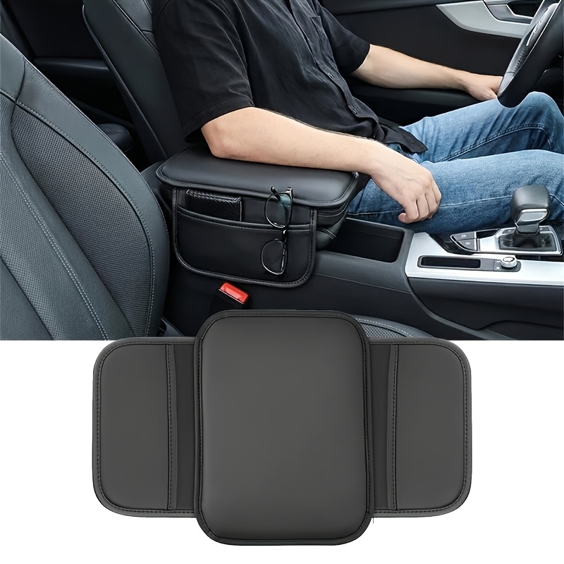 TEMU Multifunctional Faux Leather Car Armrest Box Pad, Car Console Protector, With Double Storage Pockets On Sides, Multifunctional Storage Pad, Can
