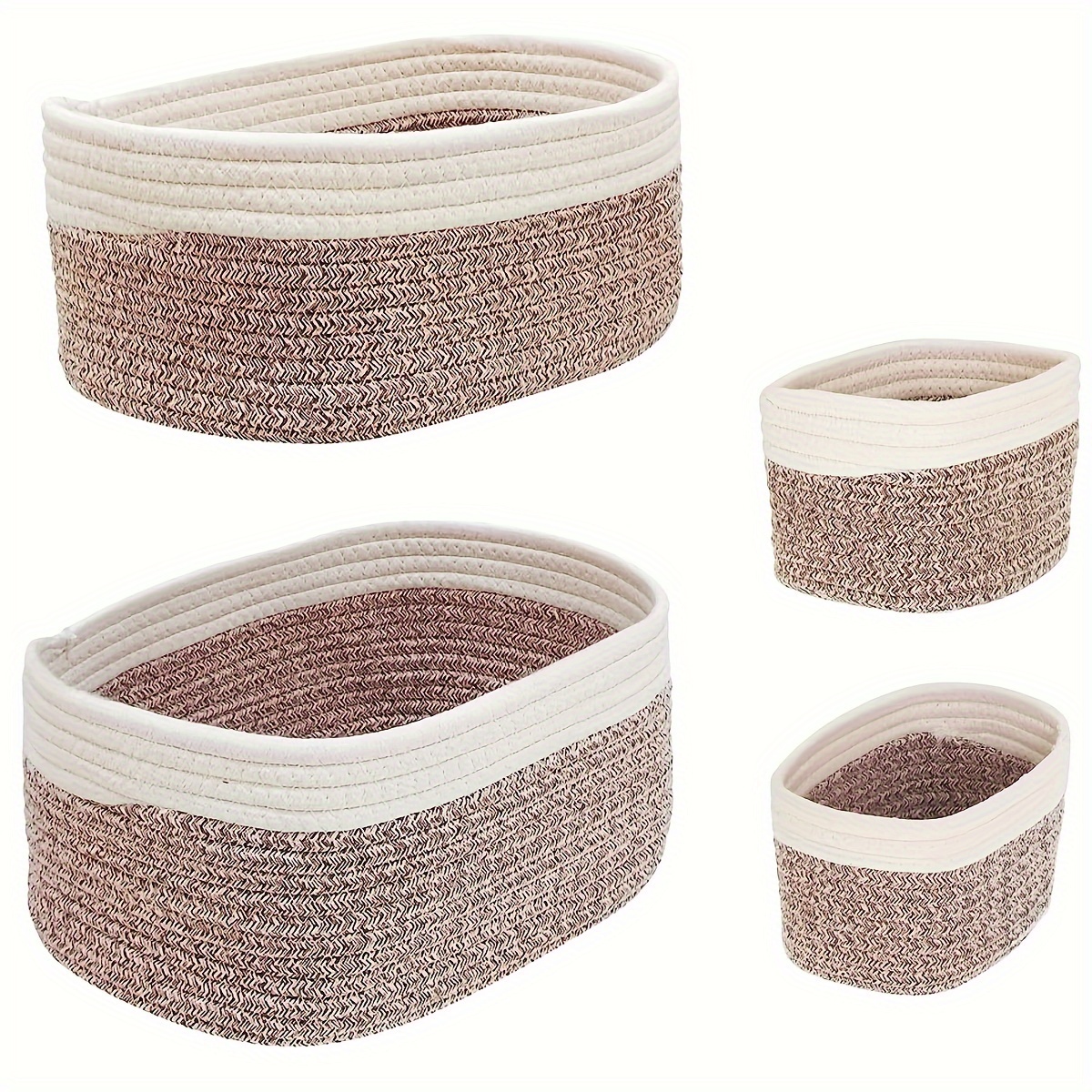 

4pcs Cotton Rope Storage Basket For Shelves, Woven Storage Baskets For Nursery Storage, Handmade Shelf Storage Basket For Entryway, Living Room, Bathroom Organzing Keys, Towel & Toiletries