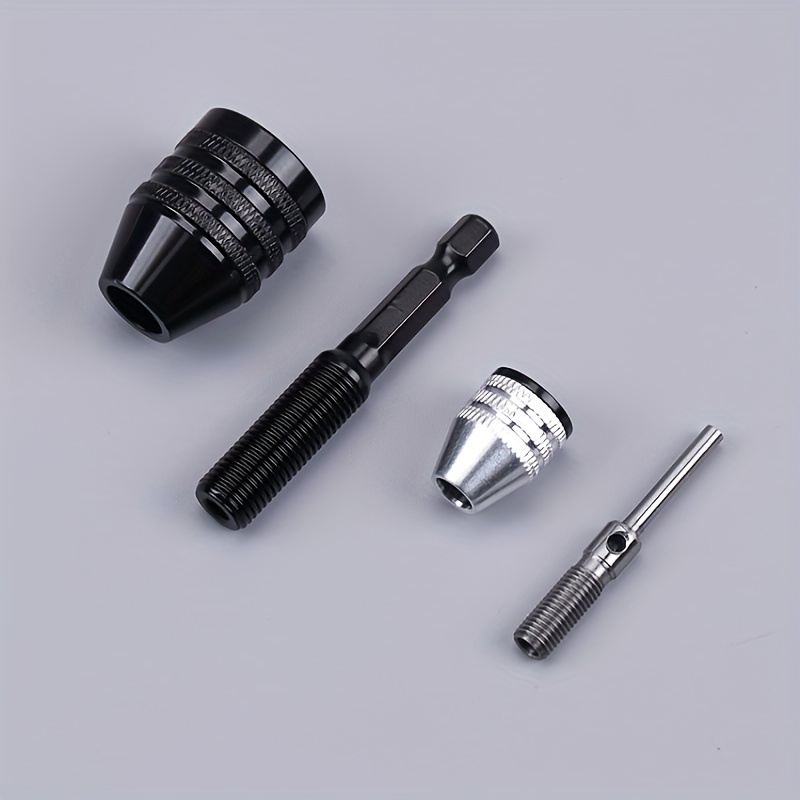 Multi-scene Drill Set - 4pcs System - 3-jaw Adapter, Heavy-duty Metal Construction, No Power Supply Required, Compatible With Drills, Saws, Grinders - For Wood And Metal Workpieces, , Sturdy Build