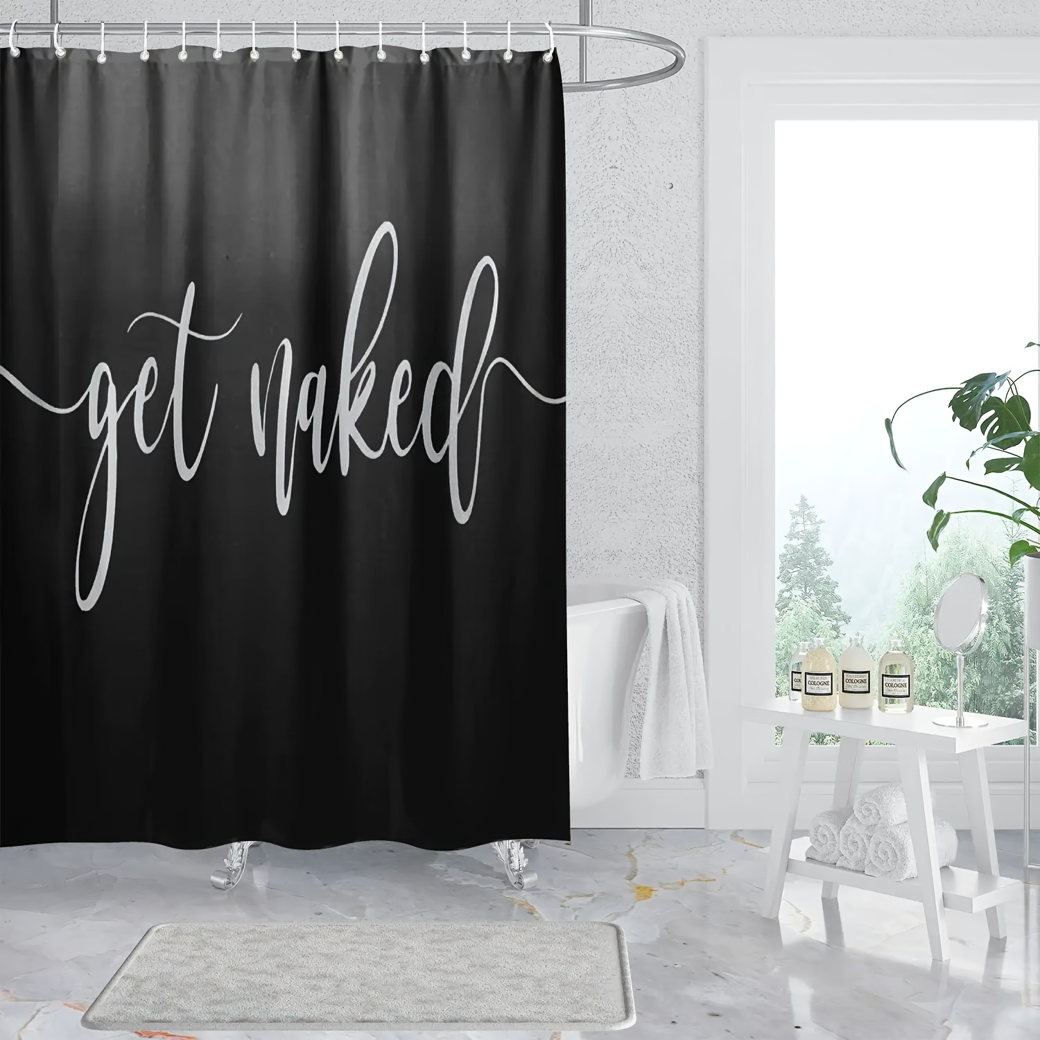 TEMU Get Naked Shower Curtain, Non Slip, Toilet , Toilet Lid Cover, Bathtub Curtain, 71x71inch, With 12 Hooks, Bathroom Home Decor, Shower Curtain And Matching, Shower Curtain With, Shower-