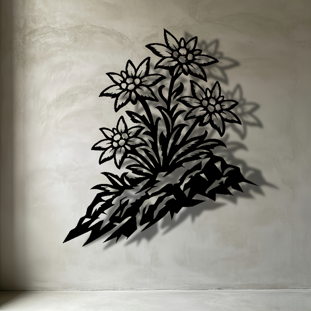 TEMU 2d Flat - 1pc 2d Metal Wall Art, Flower Themed Iron Decor Plaque, Ideal For Living Room, Bedroom, Dining Room, Entryway, Home Office Wall