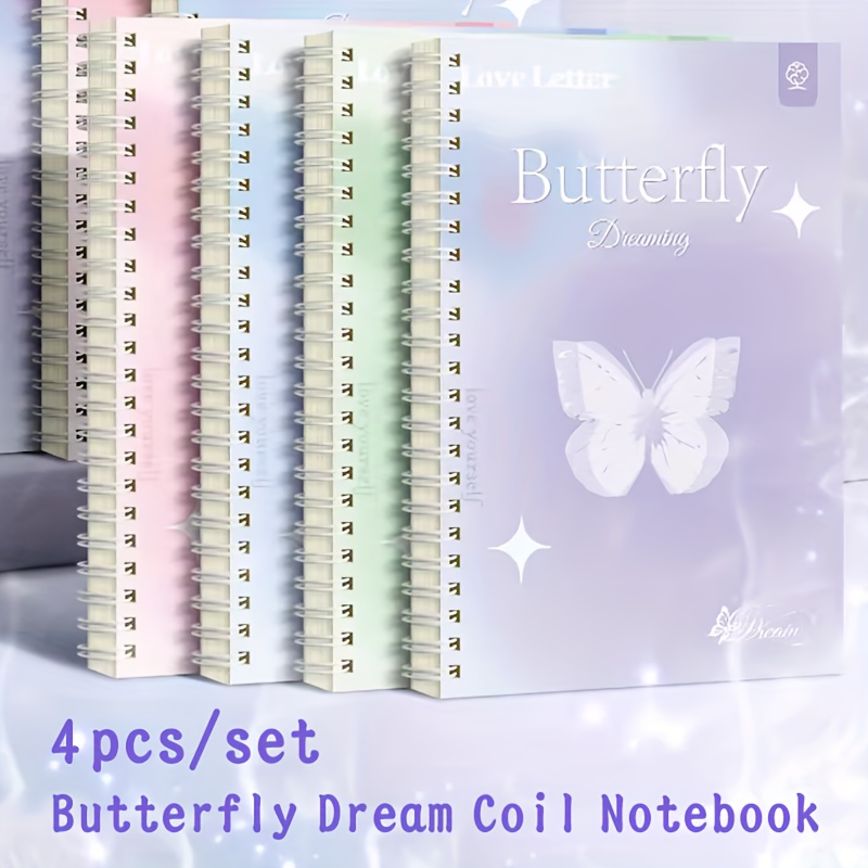 

4pcs A5 Dream Coil Notebooks Set – Wide Ruled Spiral Notebooks, , High-quality Paper, , Cute & Stylish For Writing And Notes