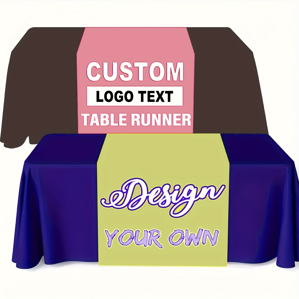 TEMU Custom Logo & Photo Table Runner - Personalized Polyester Tablecloth For Weddings, Birthdays, Anniversaries,