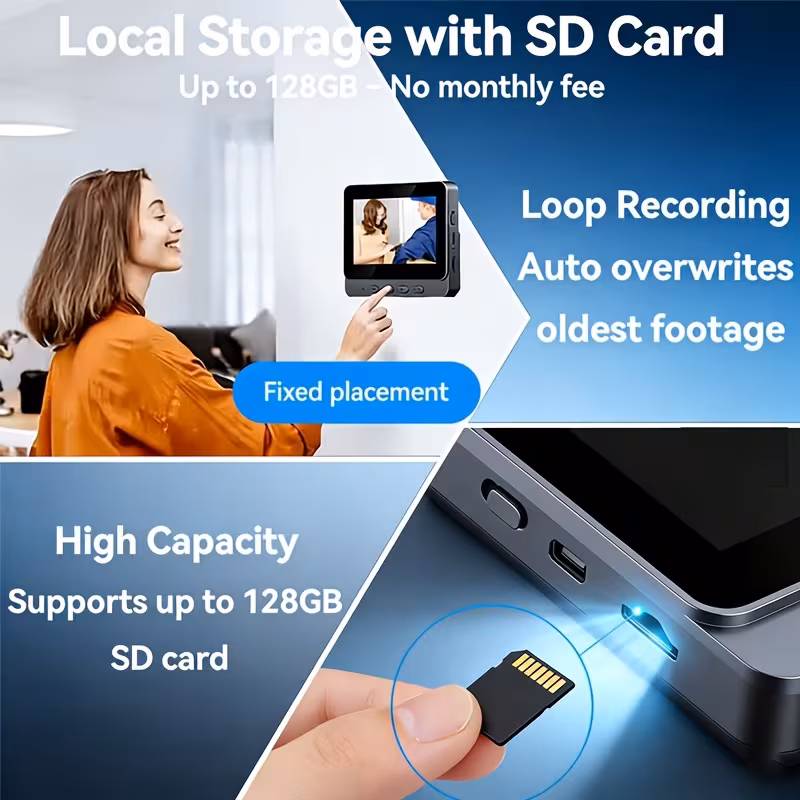 doorbell camera 1080p with screen two way audio 170 3 inch screen i video doorbell no subscription no application no wifi simple operation Product details 12