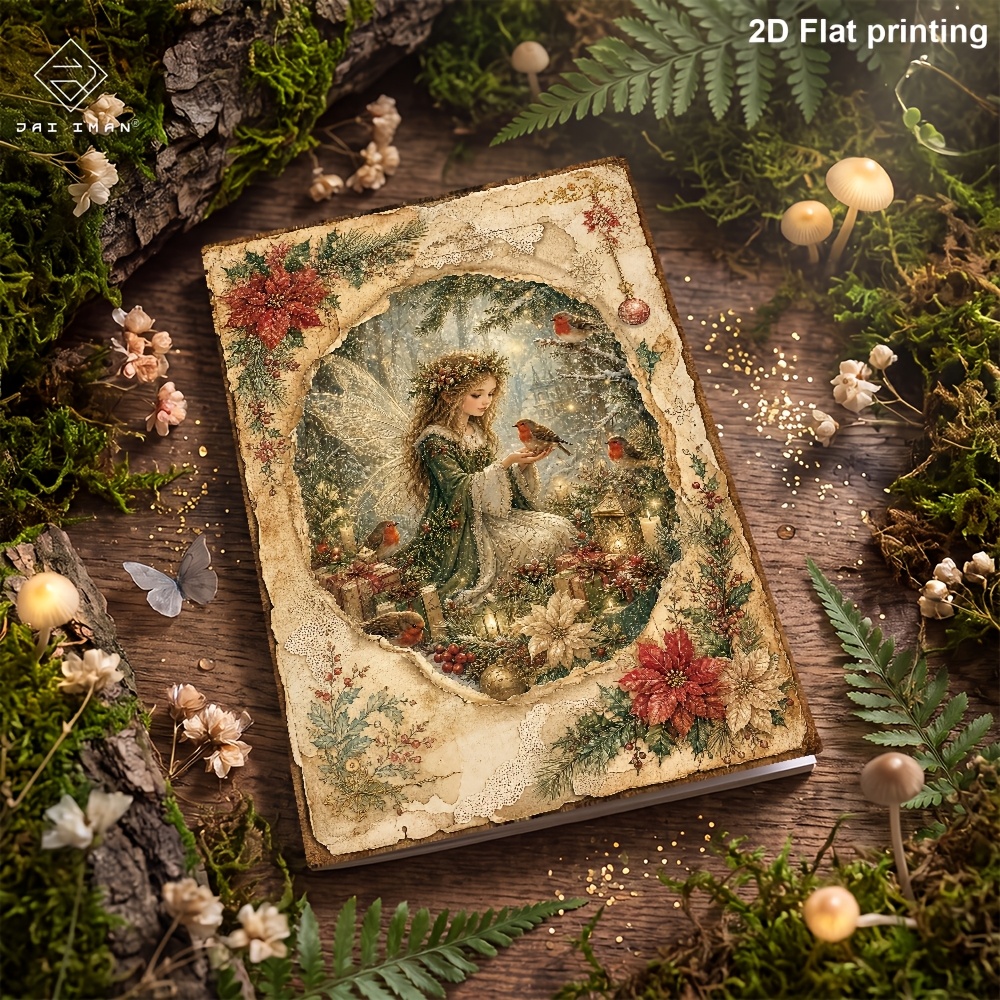 TEMU Jai Iman A5 Size 96 Pages (different Patterns Innerpage) 2d Flat Christmas Fairy Tale Scene Style Colorful Composition Notebooks For Nostalgic