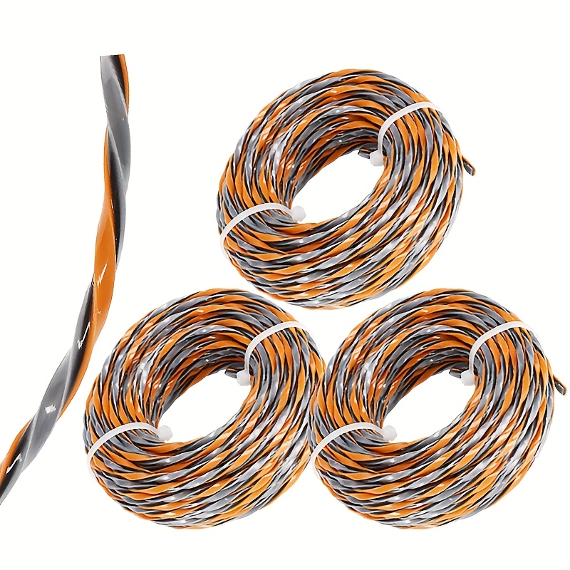 E-shop 3er-Pack, [Dreifarbige Quadratische Spiral] Rasenmäherfaden, Grasschneider-Nylonfaden, Länge: 5M/16.4Ft, Durchmesser: 3.0Mm/0.120″ -