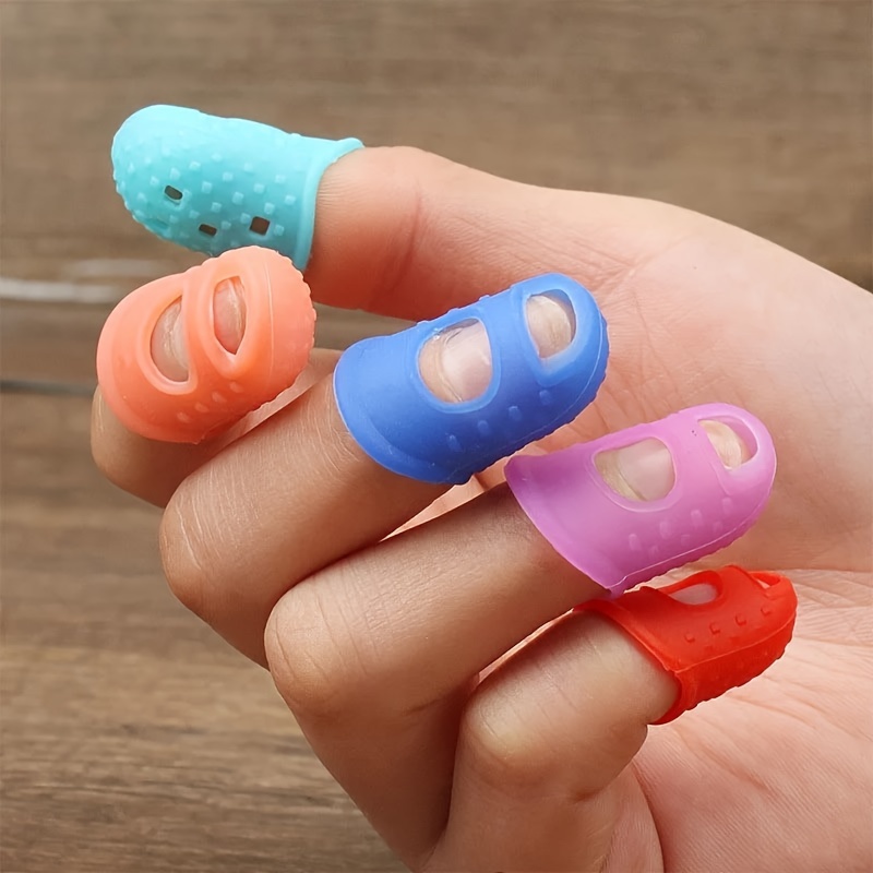 

5pcs Breathable Silicone Thimbles - , Protective Finger Sleeves For Diy Crafts & Sewing Accessories