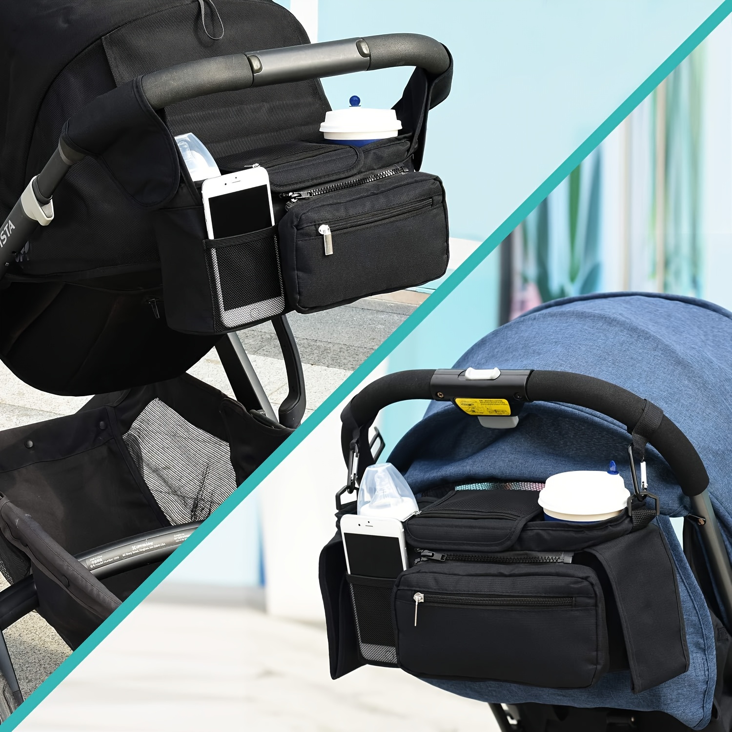 1pc portable stroller hanging bag outdoor stroller hanging pouch large capacity bottle and diaper bag