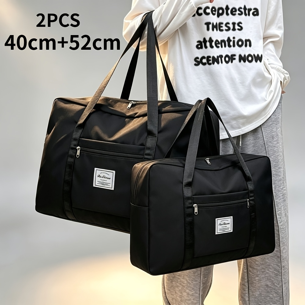TEMU 2pcs 41cm And 52cm Foldable Storage Luggage Bags, Large Capacity Travel Bags For Trips
