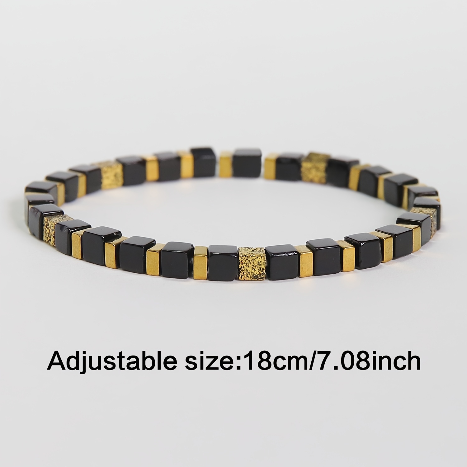 Handmade Black Onyx Stretch Bracelet, Unisex Daily Wear