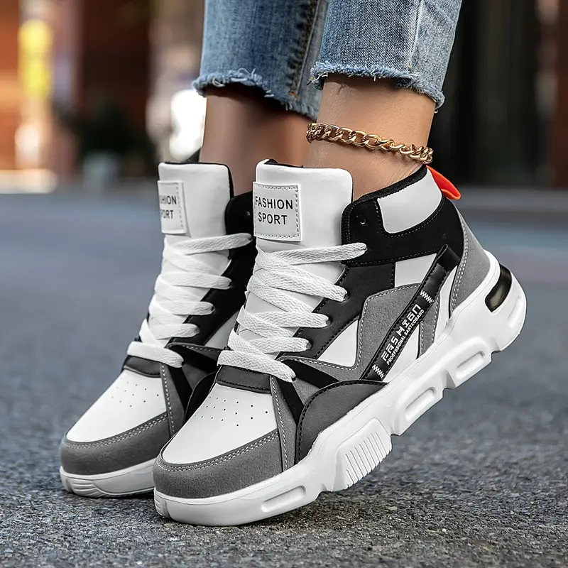 Women's Lightweight High-Top Skate Sneakers Color-* with Upper, EVA Cushioned Sole Breathable Fabric Lining Casual Shoes f