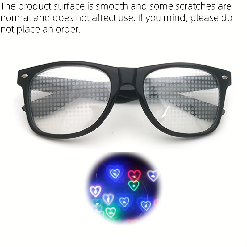 Heart Effect Diffraction Glasses, No Battery, Plastic Material, Carnival, Electronic , Halloween, Christmas , Creative Fashion Accessories