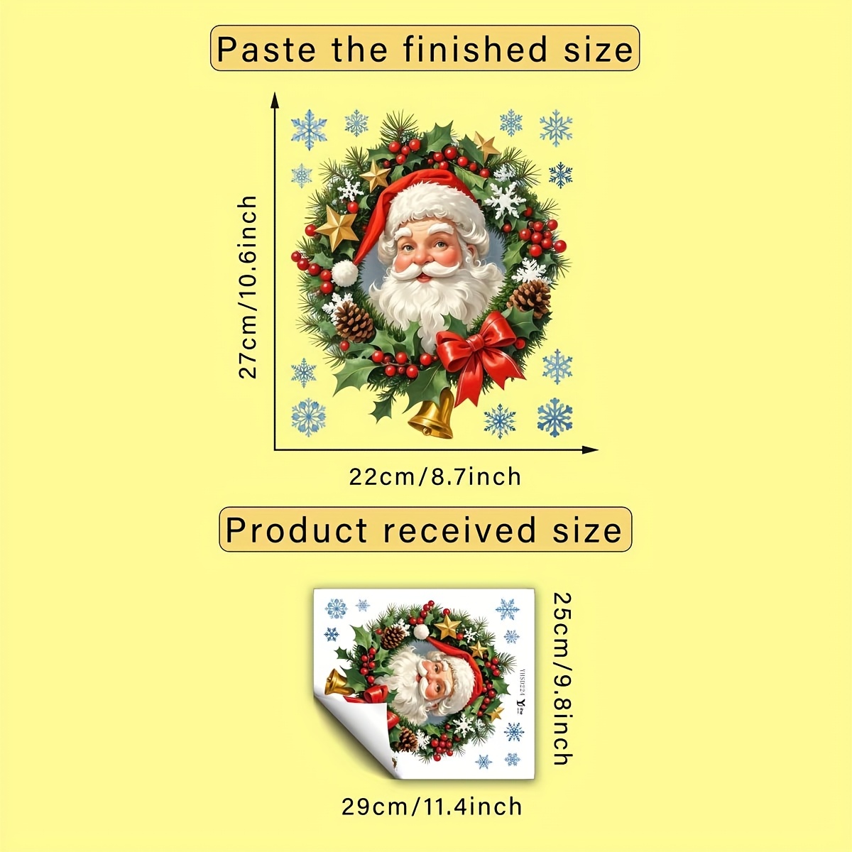 TEMU 1pc Christmas Santa Claus Garland Snowflake Window Decal, Creative Diy Self-adhesive Removable Double-sided Pvc Glass Decal For Beautifying And