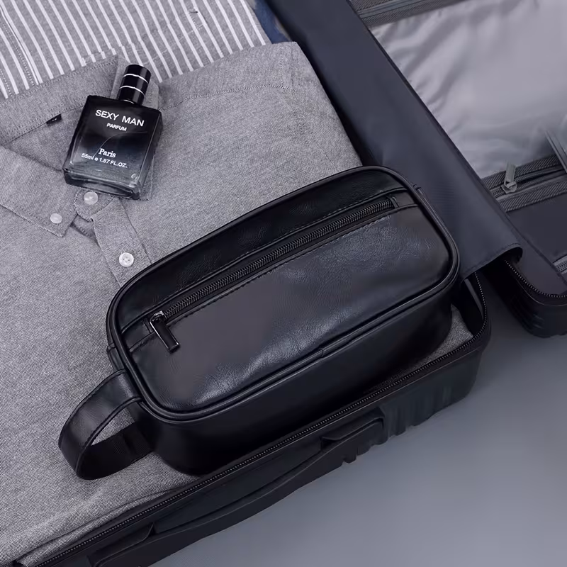 stylish toiletry bag portable makeup pouch large capacity durable pu material suitable for cosmetics and miscellaneous items Product details 3