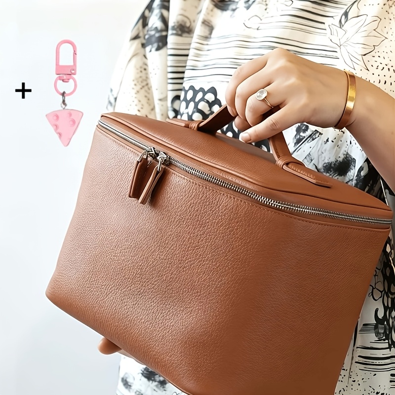 TEMU Large Capacity Convenient Toiletry Bag And 1pc Hook, Portable Travel Makeup Bag, Handmade Easy Design, Handheld Style, Makeup Bag, Ideal For