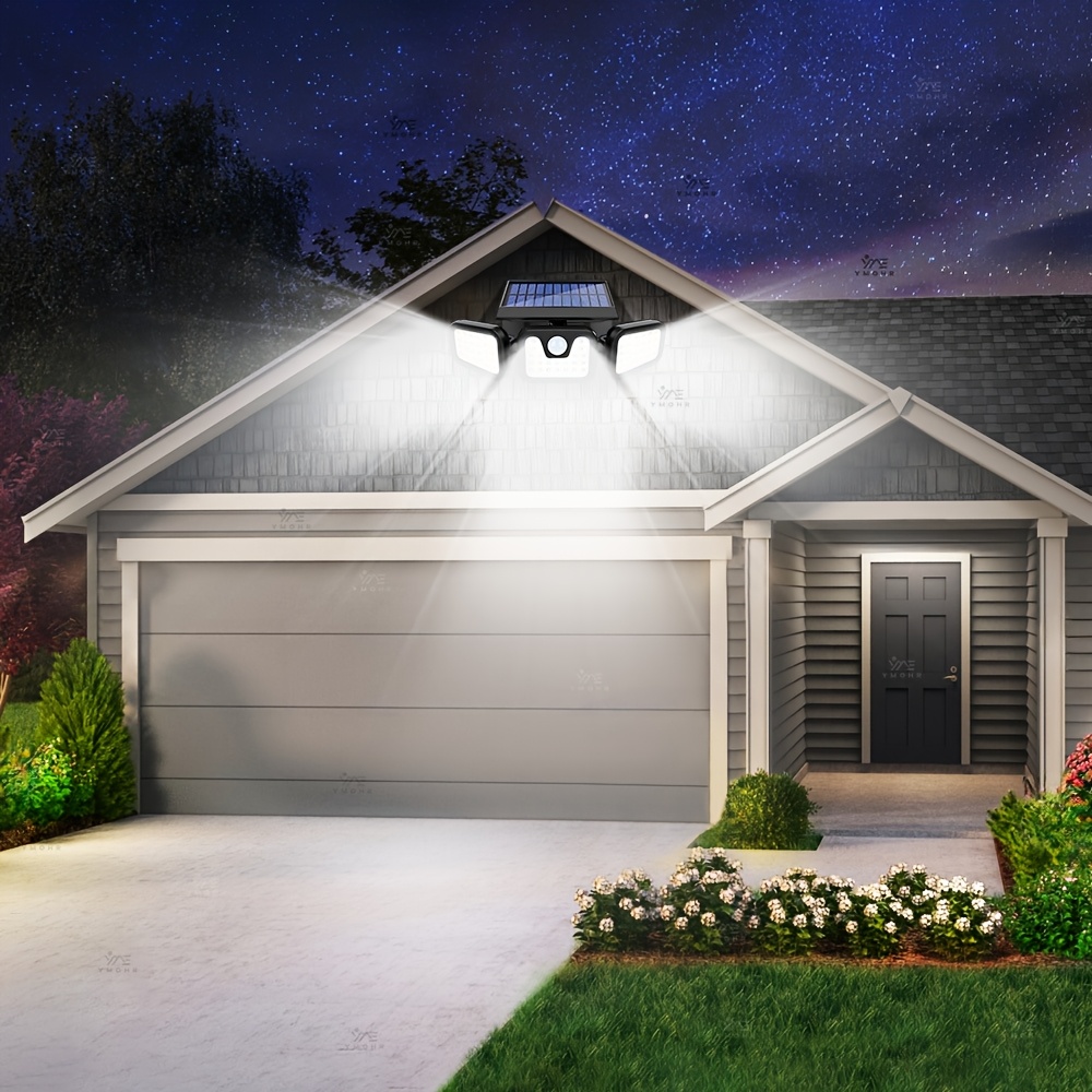 2pcs Polyhedral Lighting Wall Lights Three Sided Luminescence Solar Outdoor Lights High-Power Outdoor Motion Sensor Light Outdoor Solar Lights 300° Wide Angle Floodlight Outdoor Security Light for Patio, Garden, Yard