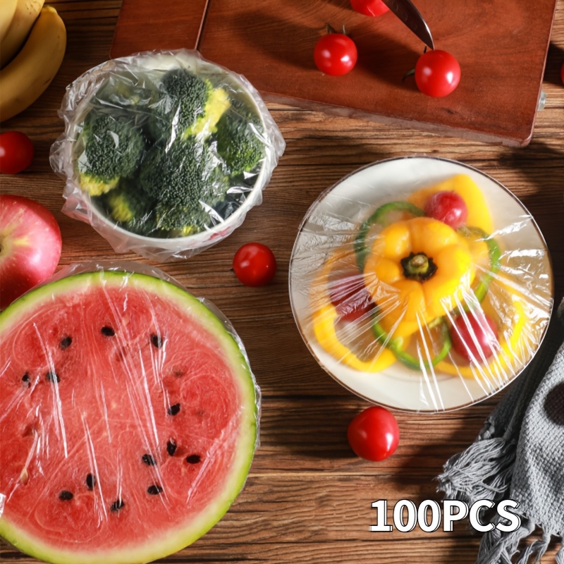 100pcs Reusable Food Wrap Storage Covers Bags For Bowl Elastic Plate Silicone Lid Cover Kitchen Fruit Plastic Fresh-Keeping Seal For Packing, Gift Hamper
