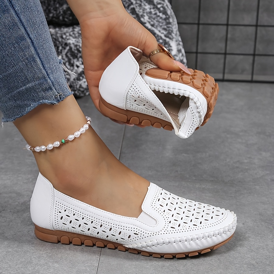 Ladies Lightweight Comfortable Flat Shoes Slip Artificial