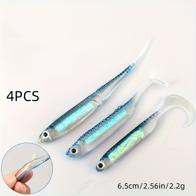 30pcs/Lot Long Tail Soft Lures Kit Silicone Bait 5.5cm 2.2g Wobblers  Artificial Swimbait With Jig Lead Hook Set Carp Bass Tackle