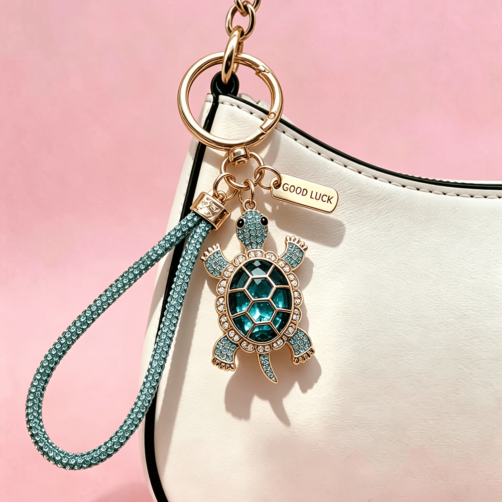 Imitation Crystal Turtle Keychain for Women, Cute Animal Charm