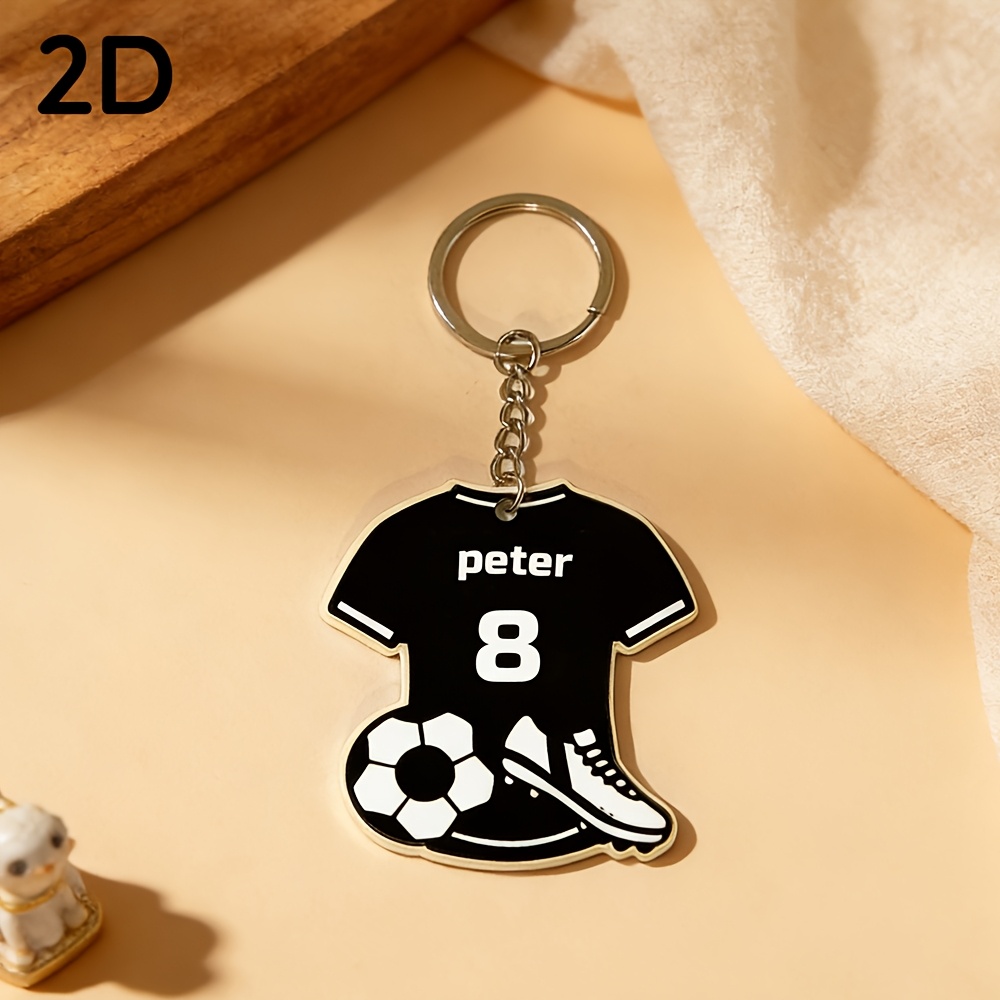 Image of 2d Flat, Football Enthusiast Custom Personalized 2d Flat Acrylic Keychain For Your One, Family, , Valentine's Day Gift, Anniversary Present, Unique Football Jersey Keychain
