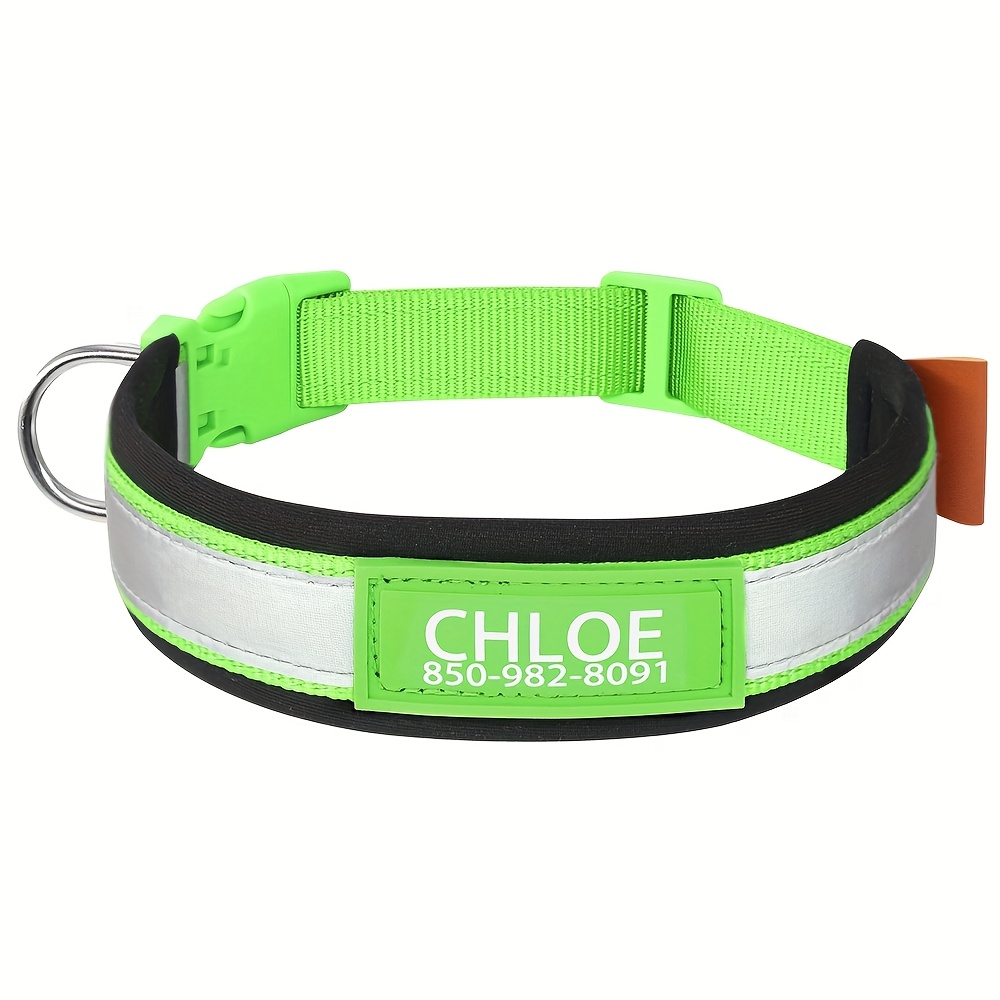 TEMU [customized] Personalized Label Reflective Diving Collar, Plastic Label Customized And Phone Number, Anti-pet Lost, Light Reflective
