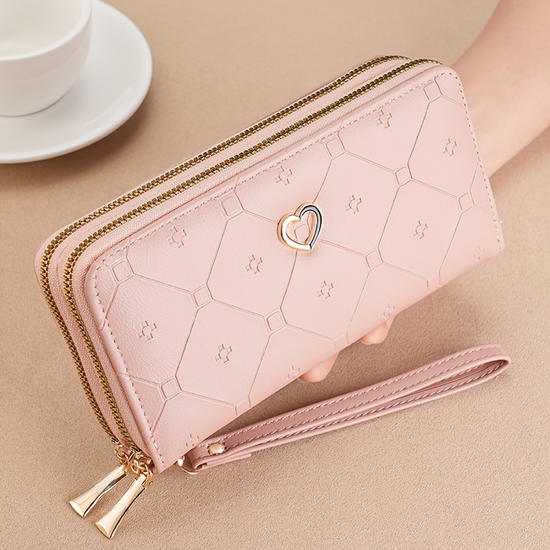 Image of A Stylish And Affordable Women's Wallet, Featuring A Double Zipper Multifunctional Clutch, A Coin Purse With A Logo, Perfect For Valentine's Day And Christmas Gifts