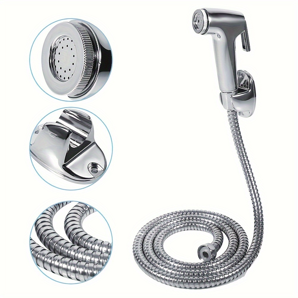 TEMU Easy-install Multi-functional Bidet Set With Handheld Shower Sprayer, Abs Material - Water-saving & Hygienic Design For Bathroom