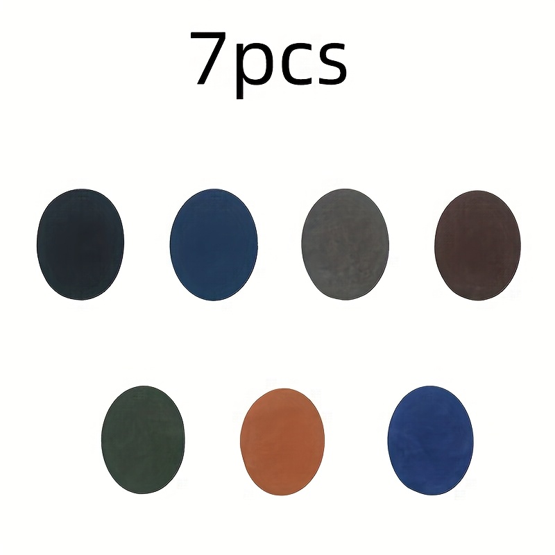 E-shop 7-teilige Samt-Leder-Patch Ellbogen-Patches für Pullover, Ovales PU-Leder-Patch zum Aufnähen, Stoffreparatur-Patches für Pullover, Jacken, Hosen