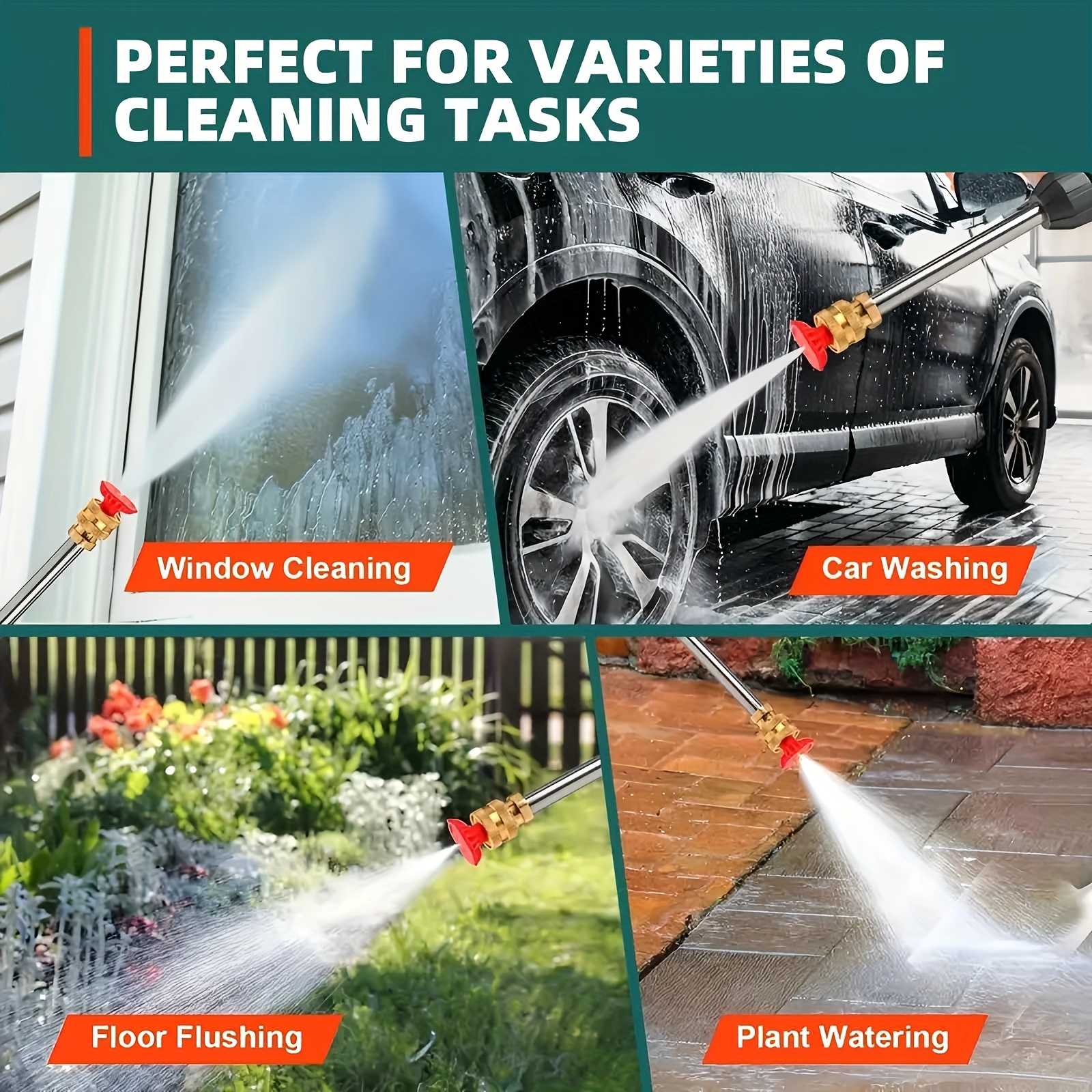 portable cordless handheld high pressure car wash gun 2 rechargeable battery powered nozzle stainless steel handheld pressure car wash gun cleaning kit for car detailing fencing floor cleaning plants and more details 2