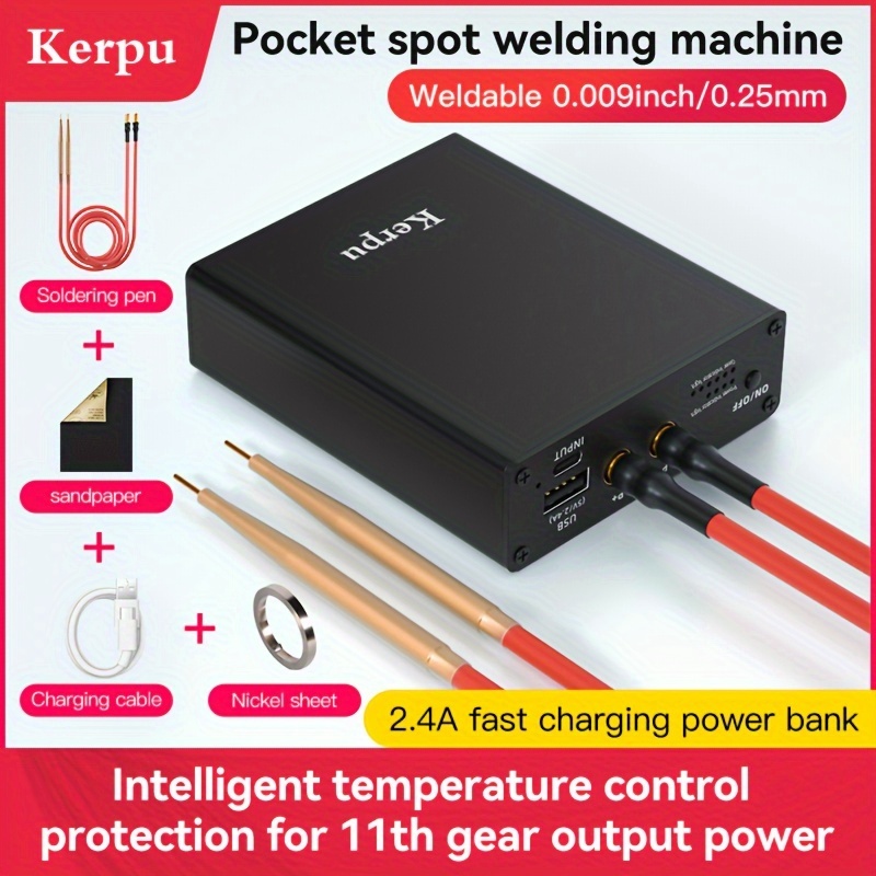 

1pc Portable Spot Welding Machine, Mini Handheld With Full Accessory Kit For 18650 Lithium Battery, 0.25mm Nickel Sheet, 2.4a Fast Charging, 11th Gear Temperature Control