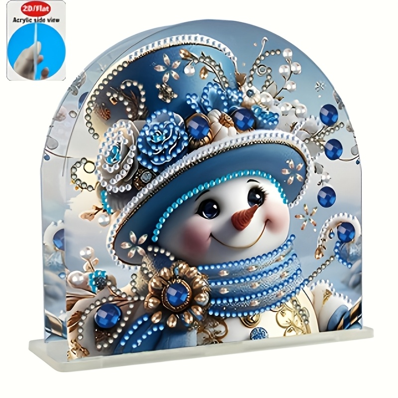 TEMU Set de 1 porte-serviette à peinture diamant avec motif de de neige de Noël, DIY 5D, irrégulière, incrusté de strass et de , porte-serviette
