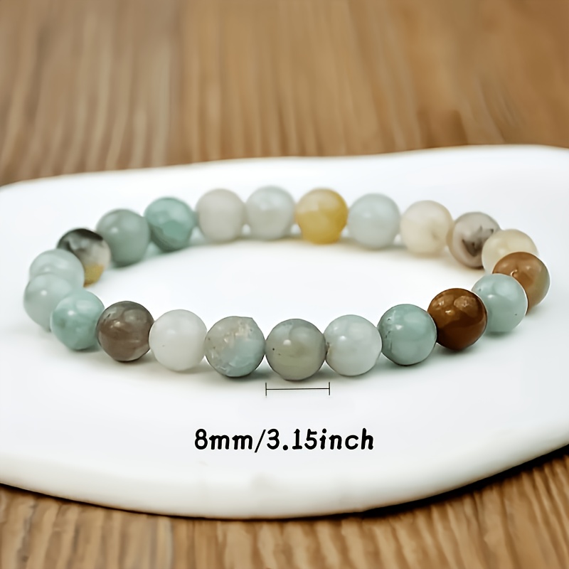 TEMU Pulsera de Cremallera con Cuentas de Natural - Estilo Bohemio para Vacaciones, Piedra de de Mayo, Sin Recubrimiento, Hipoalergénica, Sin Níquel,