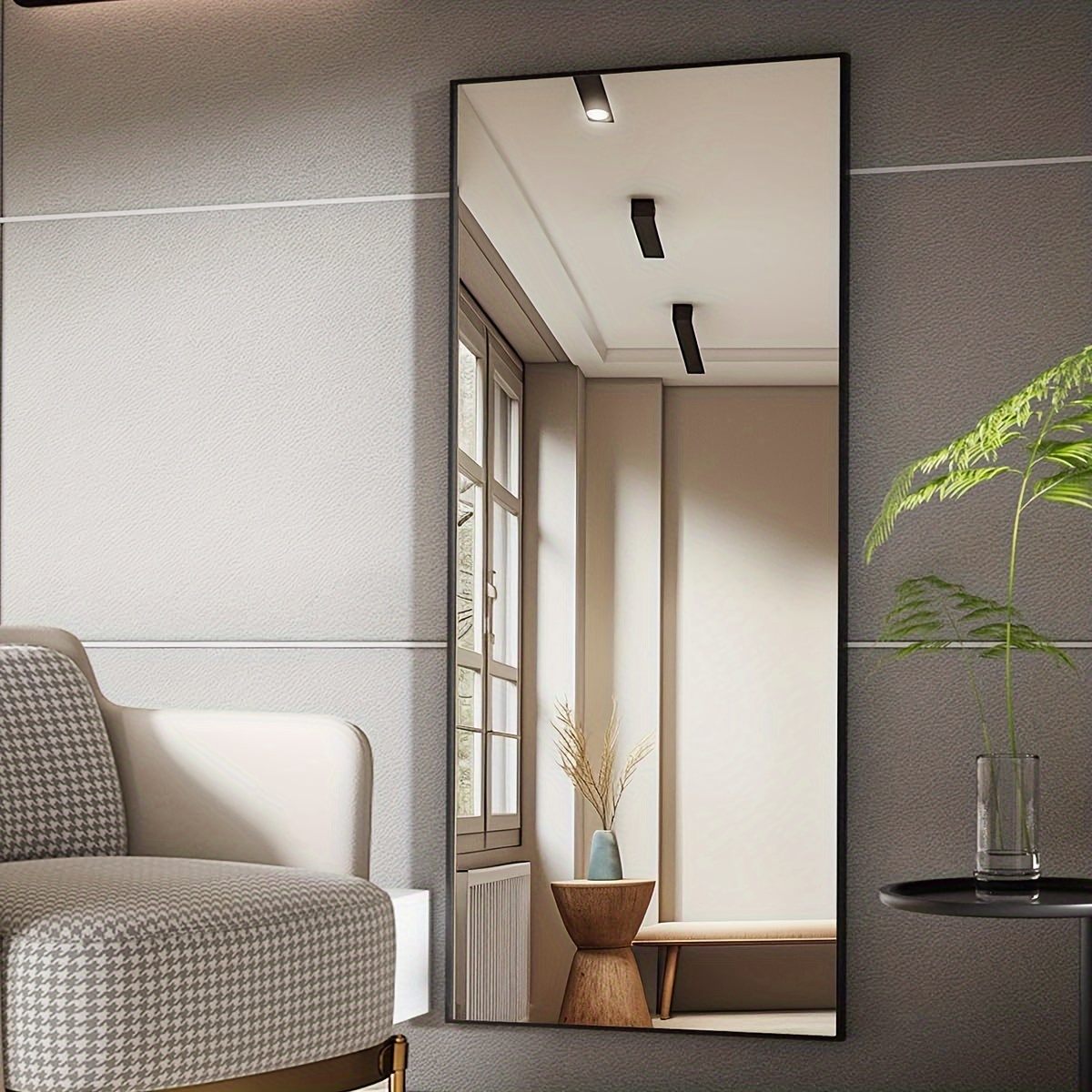 

Full Length Mirror With Stand, 71"x26" Mordern Mirror Full Length, Full Body Mirror With Aluminum Alloy Frame, Hanging Or Leaning Against Wall, Floor Body Mirror For Bedroom Living Room