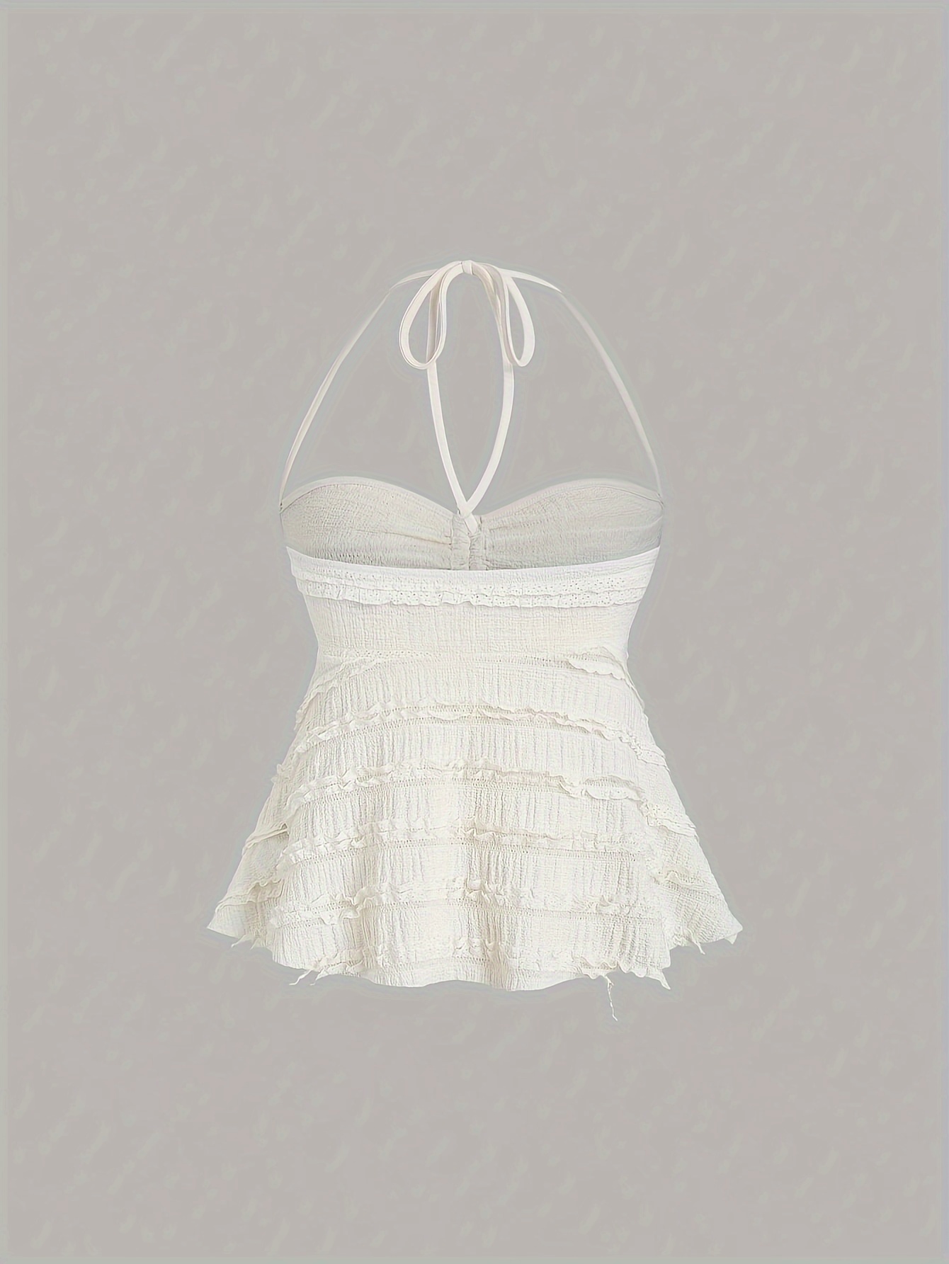 Nianian Select Y2K Off-Shoulder Halter Neck Tank Top - Solid Color Ruffled Bow Detail, Machine Washable Lightweight All-Season Women's Sexy Backless Top