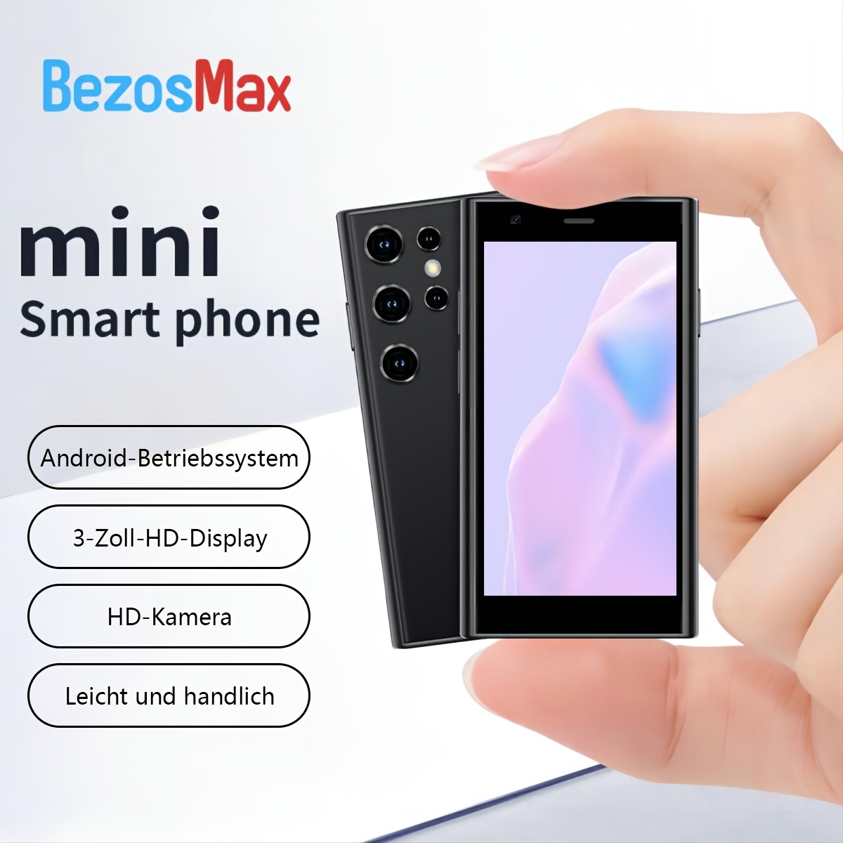 

Bezosmax Mini Smartphone - 3-inch, Dual Sim, Unlocked 8.1, Portable Pocket Phone With 2gb & 16gb Storage, Touch Screen, Face Recognition, Usb Type-c Charging, For & Use, Mini Phone, Bezosmax