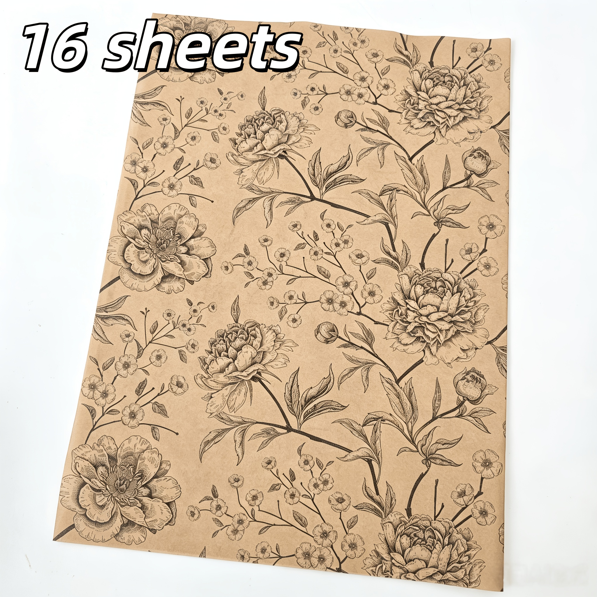TEMU Carta da regalo in tessuto QOQI con fiori di peonia - Fogli adatti per bomboniere di nozze, compleanni, baby shower, regali per | Rivestimento a