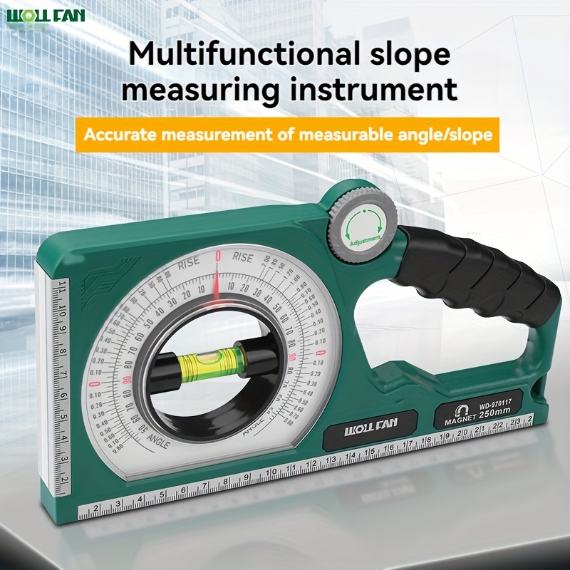 

Wollfan High-precision Sloped Measuring Instrument - Metal, Magnetic, Portable Level With Multifunctional Scale For & , Green/black, Battery-free