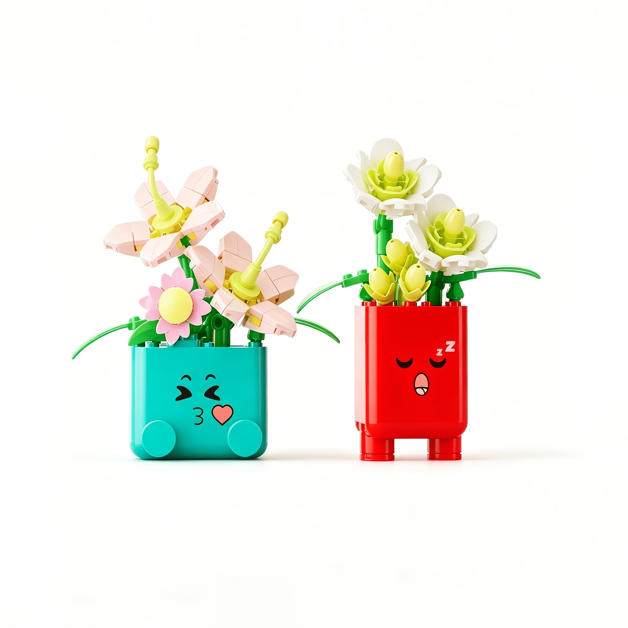 TEMU 185pcs Cartoon Potted Flower Interlocking Building Blocks Playset Daffodil Model Diy Assembly Desktop Ornament Christmas Gift Halloween Present
