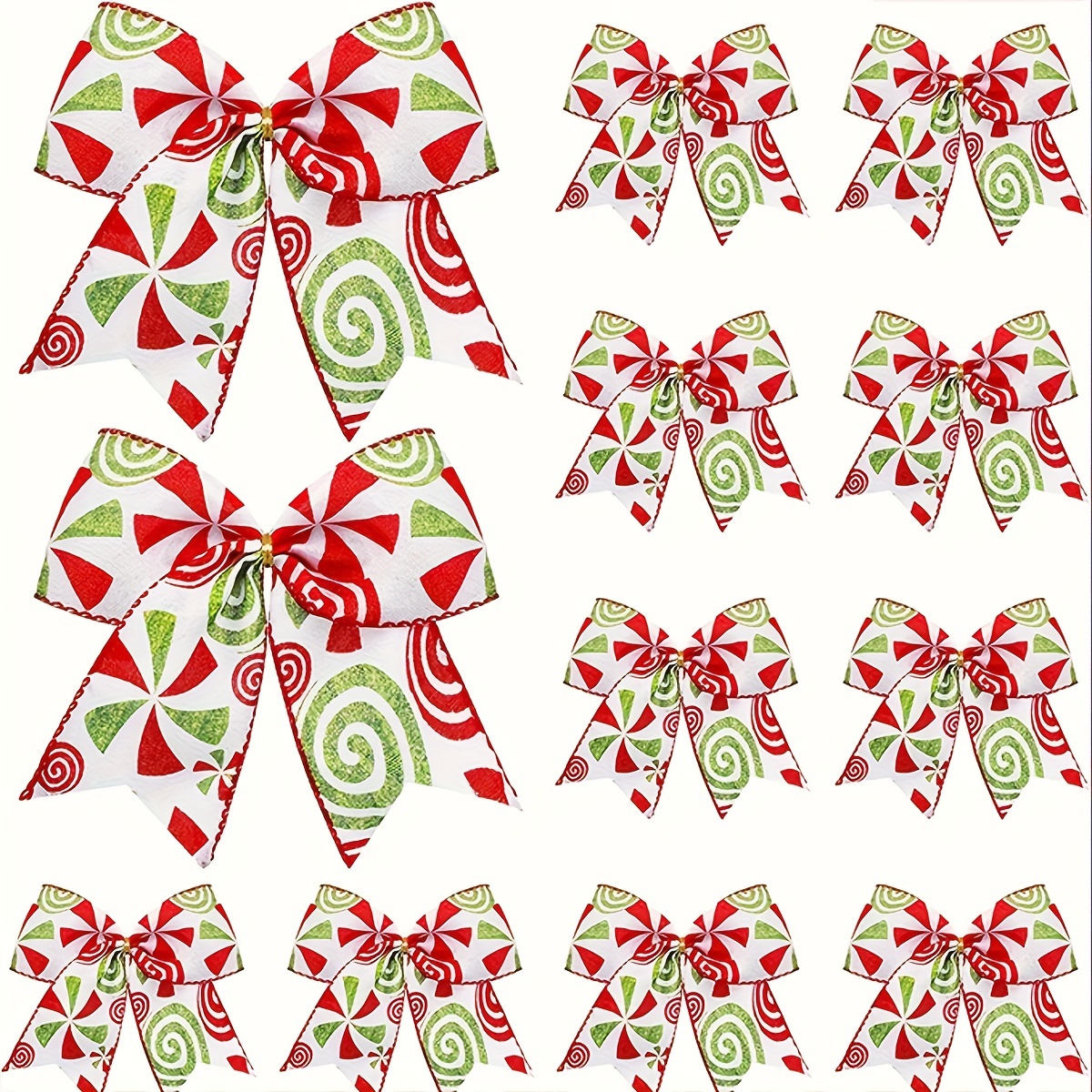 TEMU 12 pièces Nœuds Larges Adaptés pour Décorations de Sapin de Noël - Nœuds à Large Tige avec Bordure, Nœuds Élégants en Ruban pour Décoration de