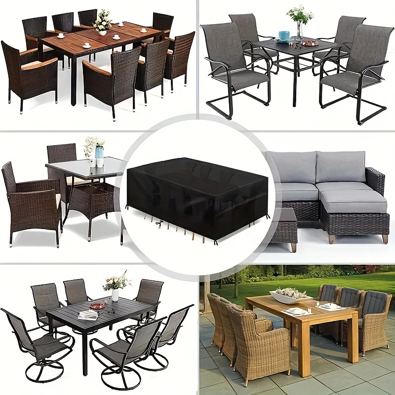 

1pc Patio Furniture Covers Waterproof 210d Outdoor Furniture Covers For Patio Furniture Sets, Sofa, Table And Chair Set Cover, Anti-uv Rain Snow Dust Wind-proof