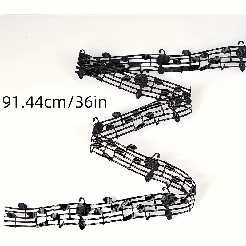 Musical Note Pattern/ Music Sheet Lace Trim - Decorative Polyester Lace With , 1.10 Inches Wide, Ideal For Gift Wrapping, Craft Projects, And Apparel Decoration, 1 Yard And Per Pack